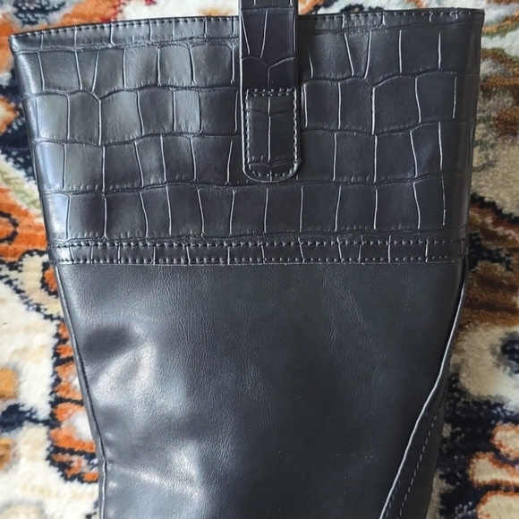 St. John's Bay Sleek Black Over the Knee Boots with a buckle accent - Picture 11 of 14